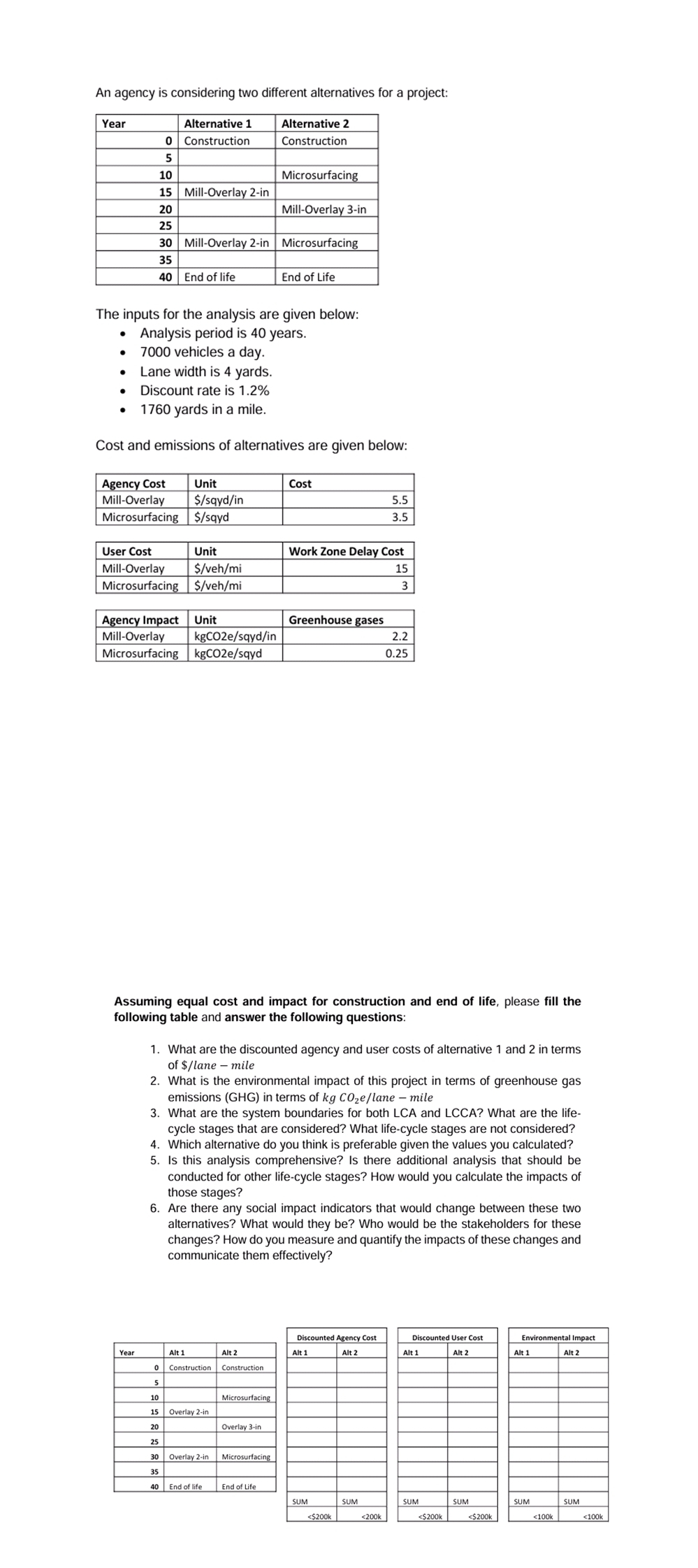 An agency is considering two different