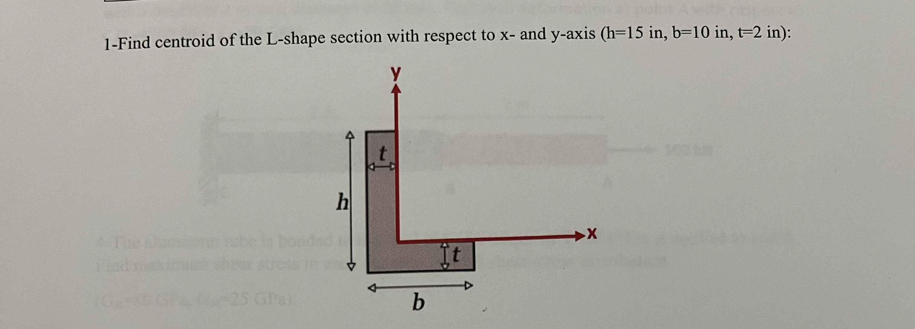 1 - Find centroid of the L - shape section with