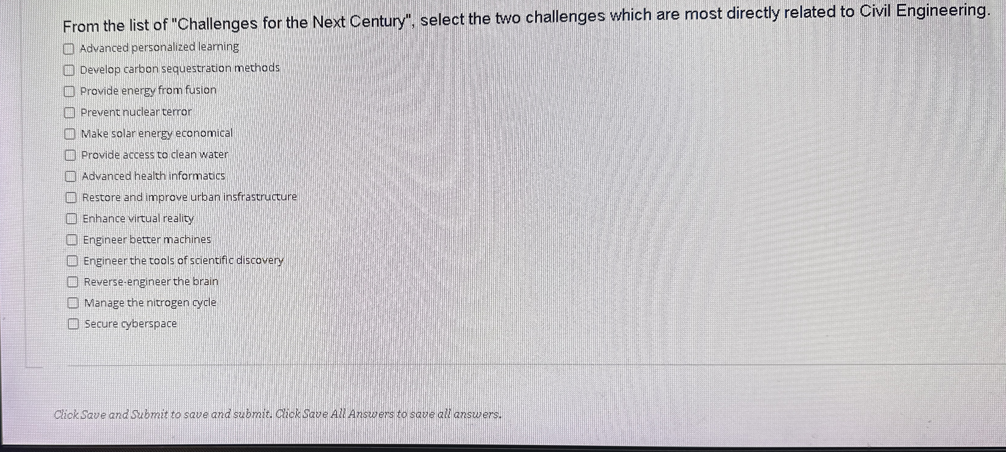 From the list of "Challenges for the Next