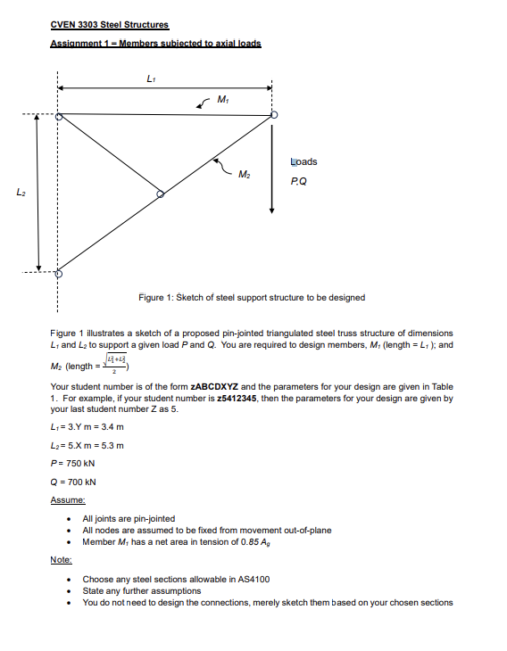 CVEN 3 3 0 3 Steel Structures Assianment 1 =
