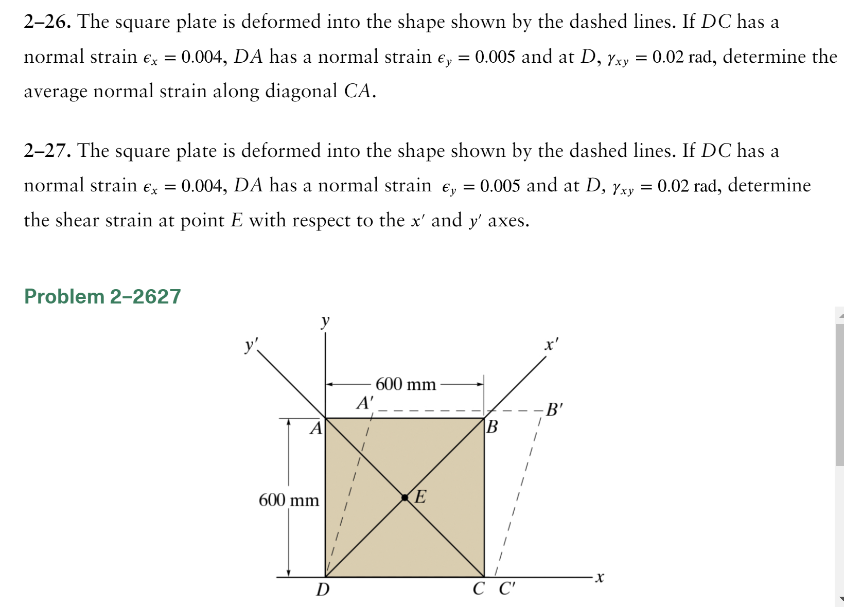 2 - 2 6 . The square plate is deformed into the