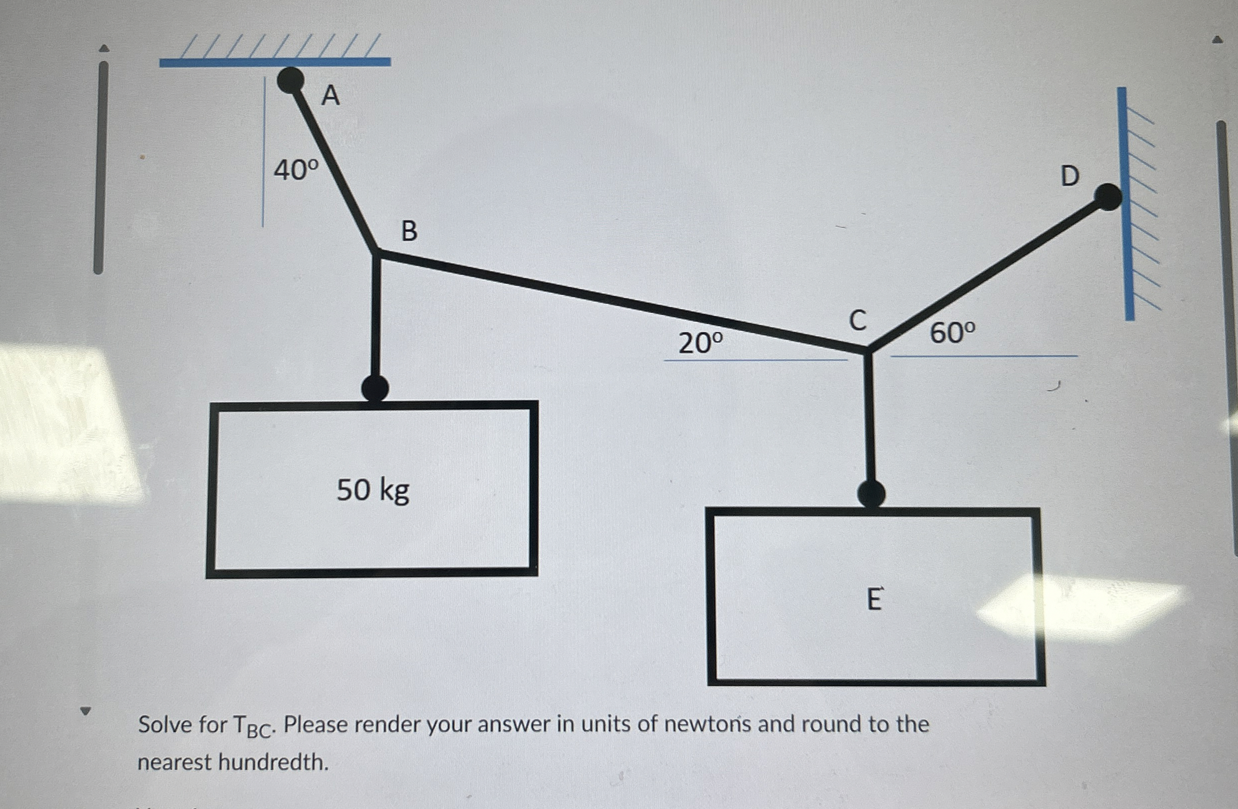 Solve for T B C . Please render your answer in