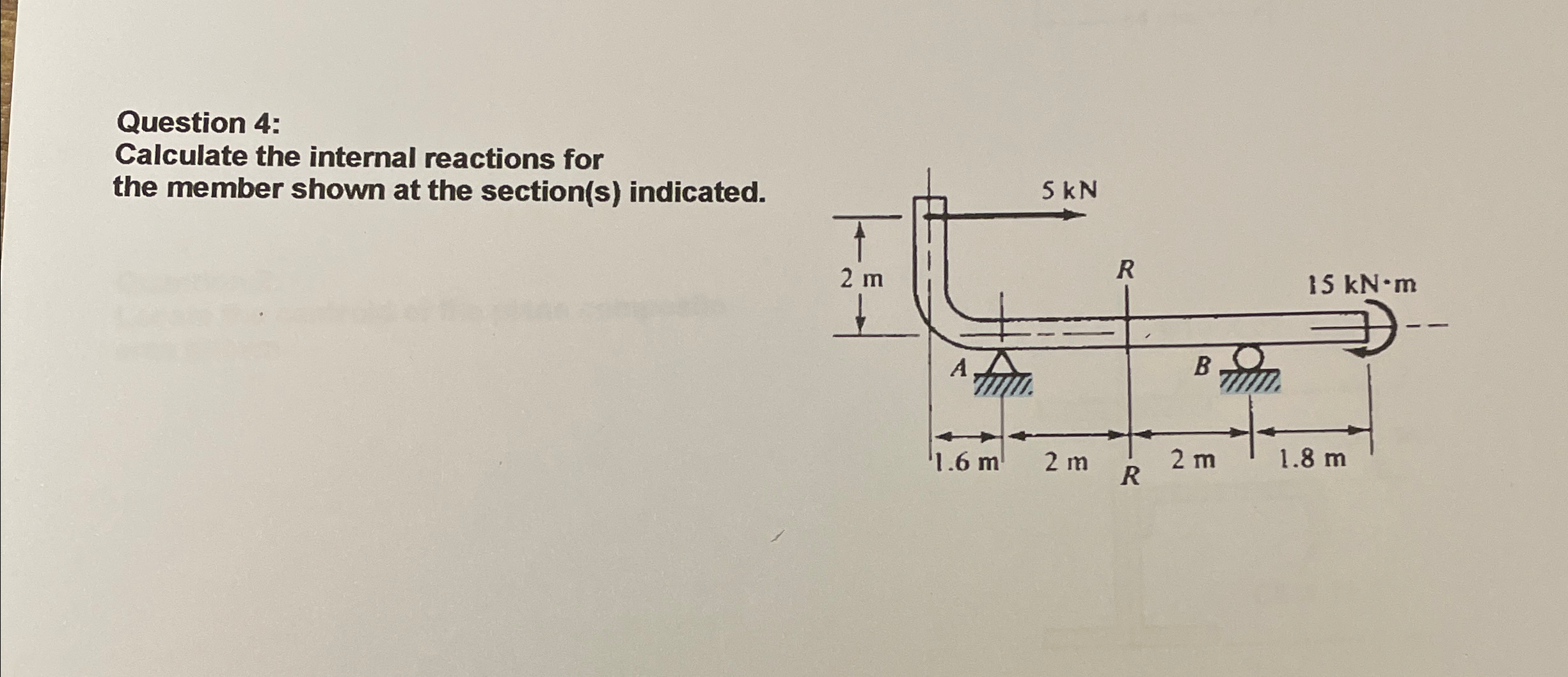 Question 4 : Calculate the internal reactions for