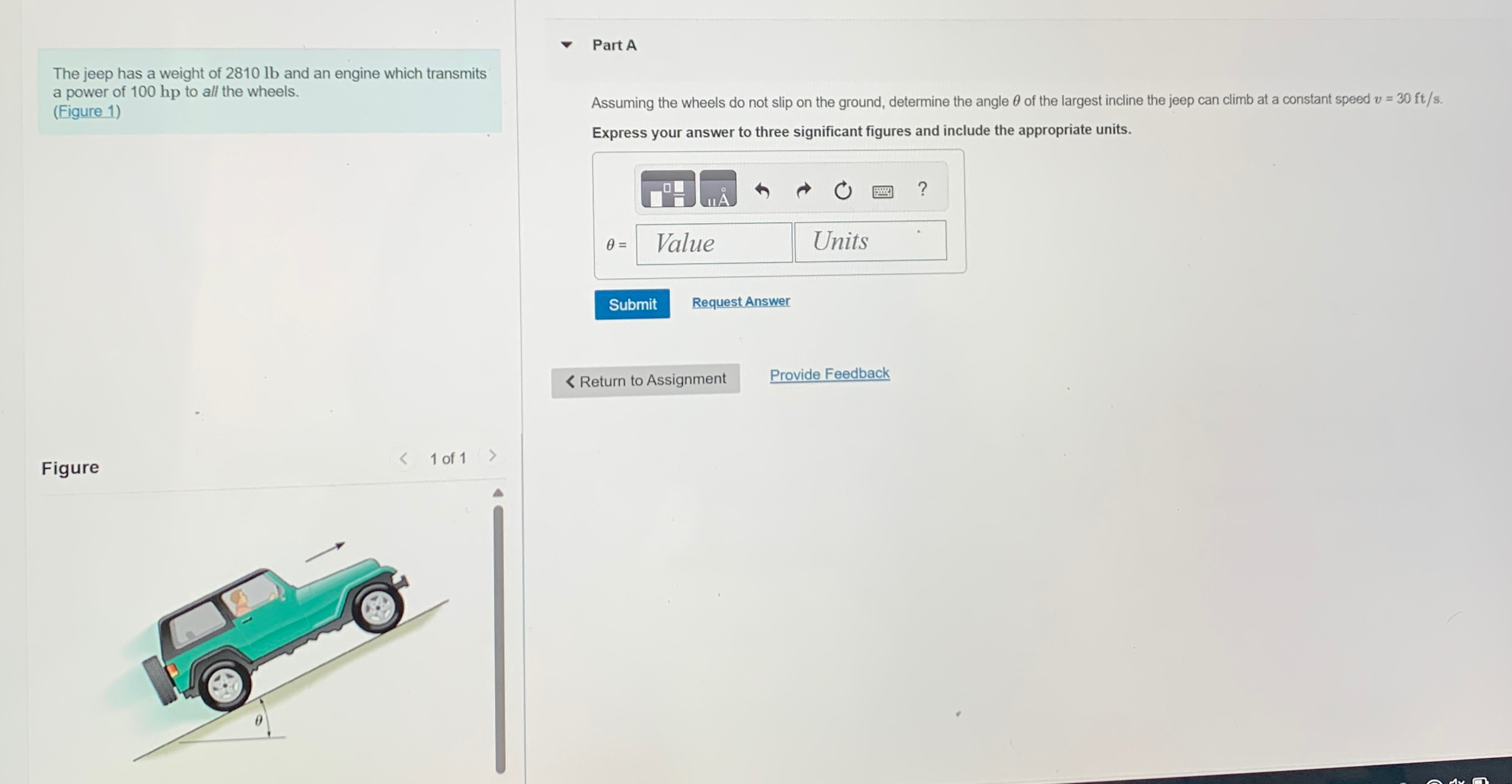 The jeep has a weight of 2 8 1 0 l b and an