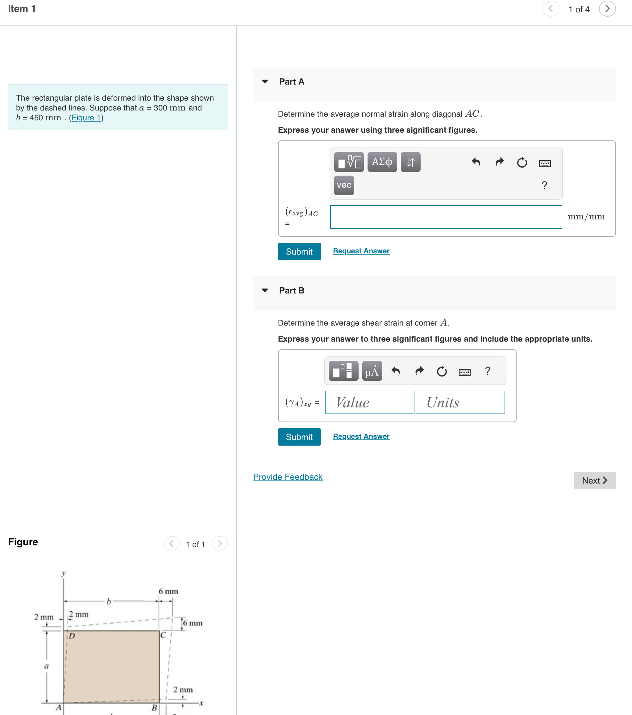 Item 1 1 of 4 The rectangular plate is deformed