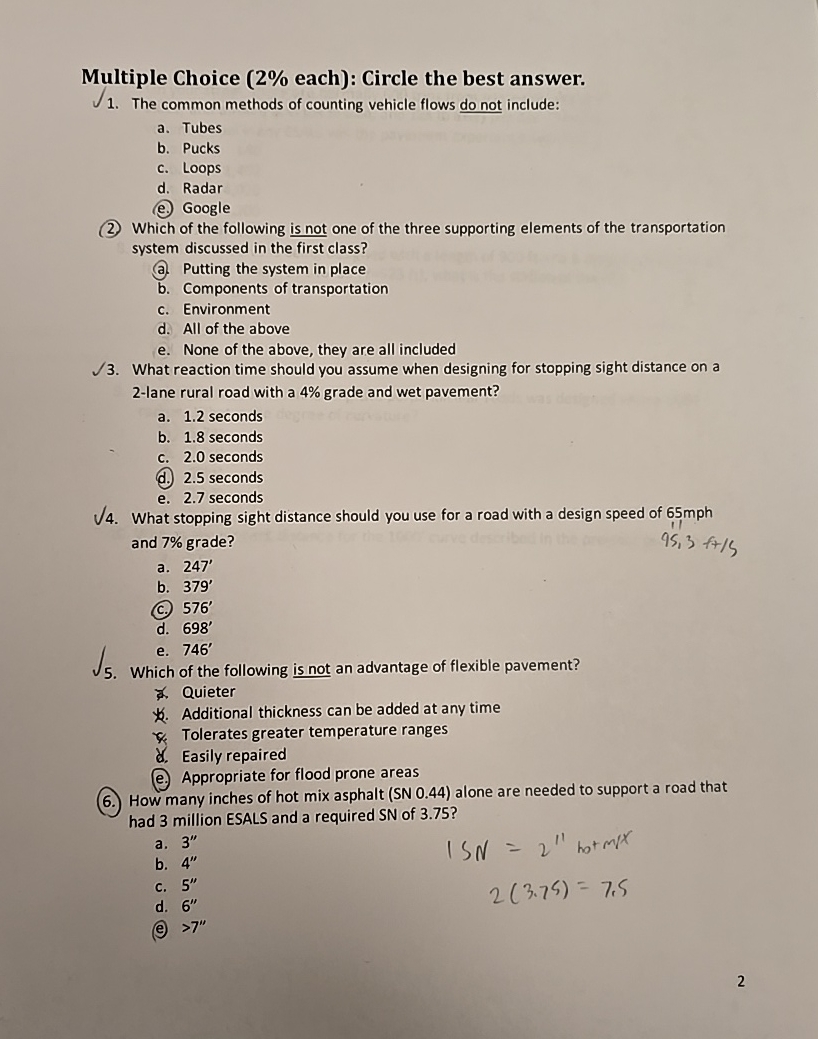Multiple Choice ( 2 % each ) : Circle the best