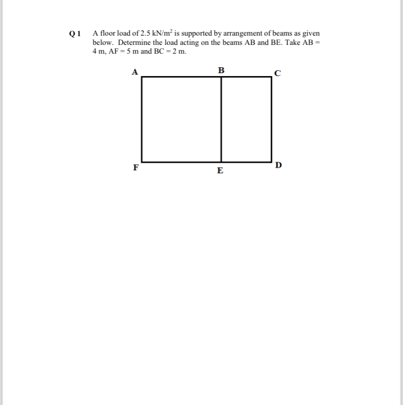 Q 1 A floor load of 2 . 5 k N m 2 is supported by