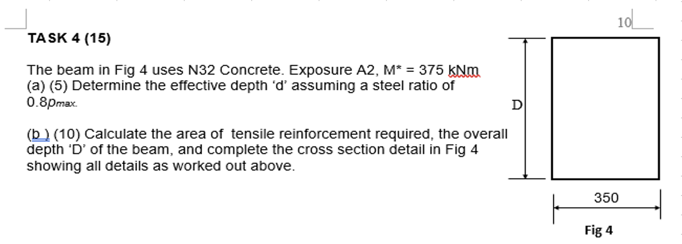 TASK 4 ( 1 5 ) The beam in Fig 4 uses N 3 2