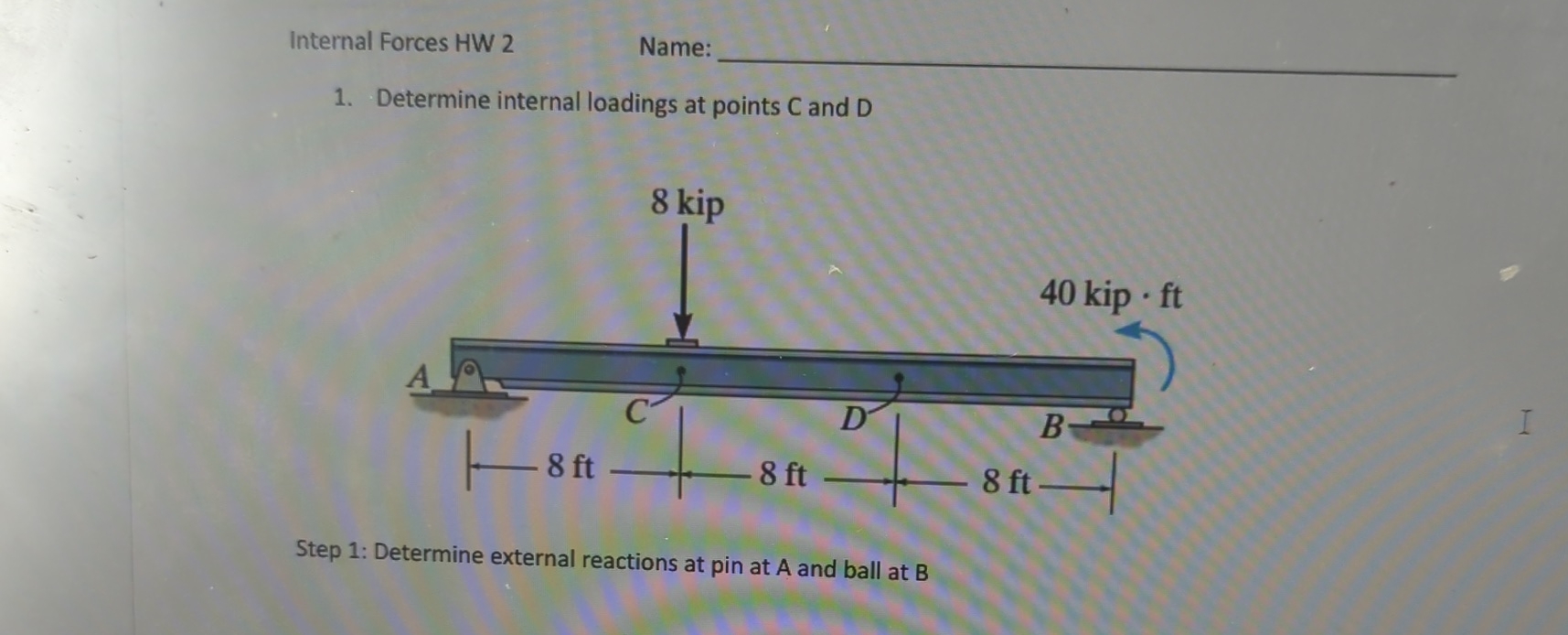 Internal Forces HW 2 Name: Determine internal