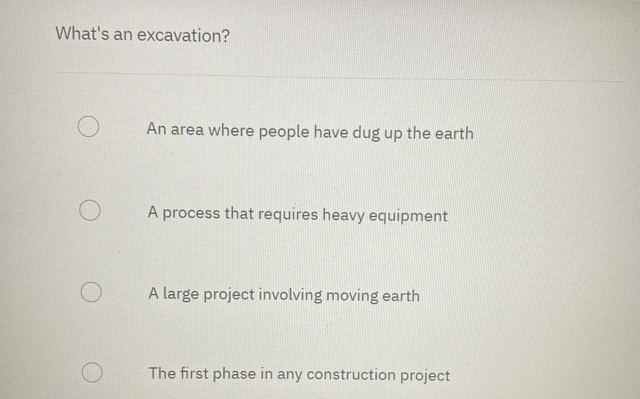 What's an excavation? An area where people have