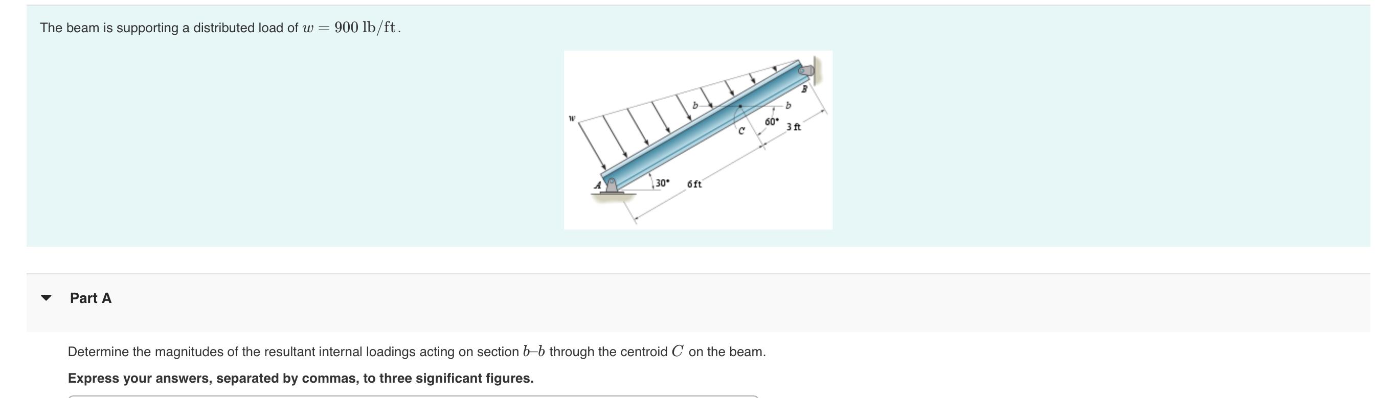 The beam is supporting a distributed load of w =