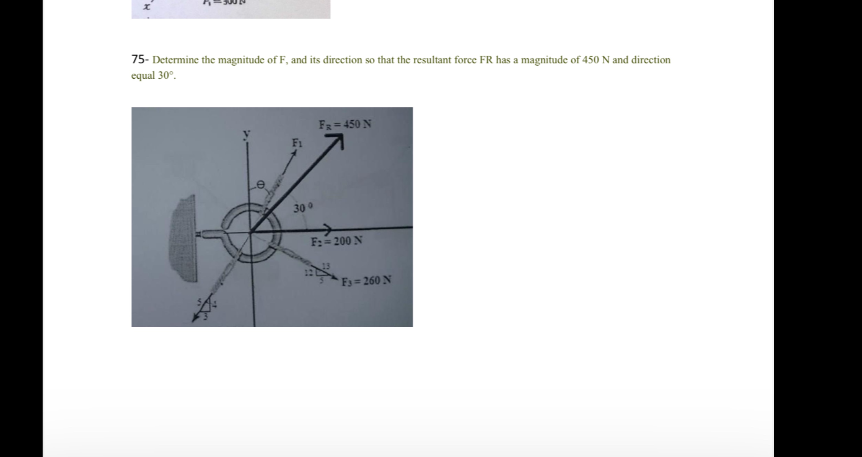 7 5 - Determine the magnitude of F , and its