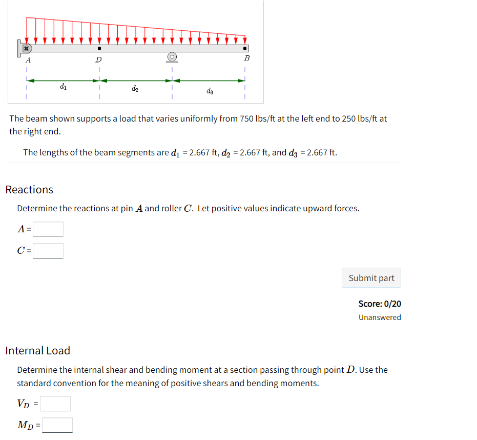 Internal Load Determine the internal shear and
