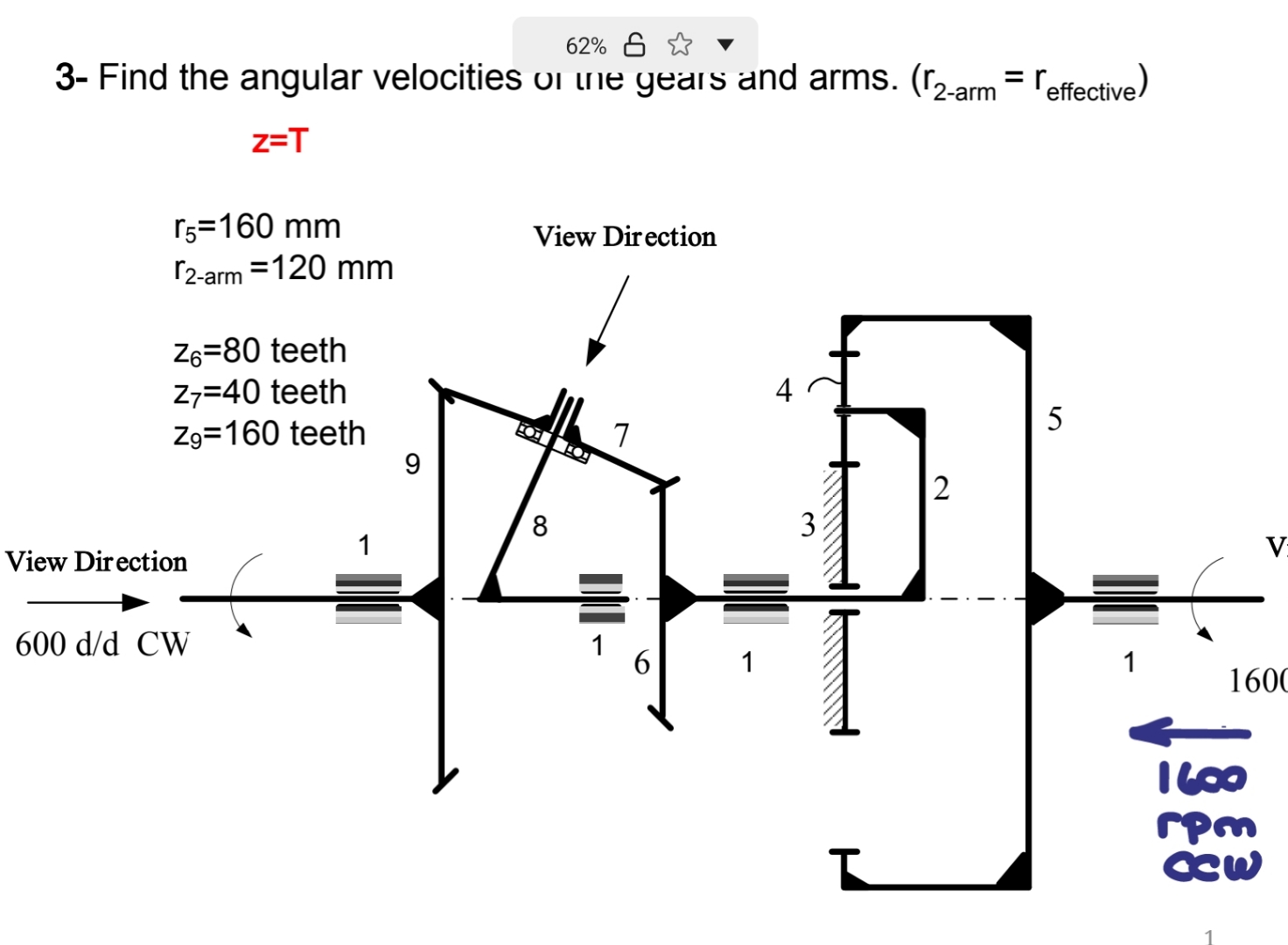 6 2 % 3 - Find the angular velocities o ure gears