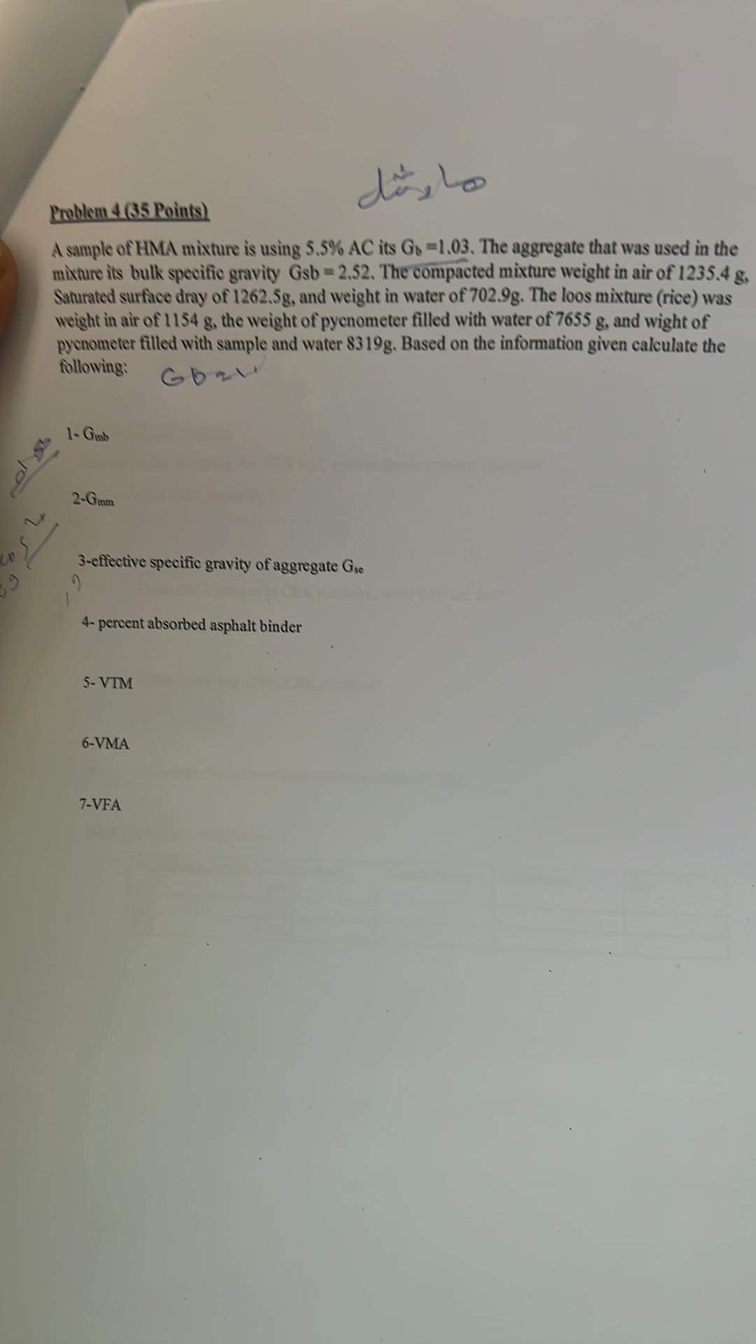 Problem 4 ( 3 5 Points ) t a , 4 0 A sample of