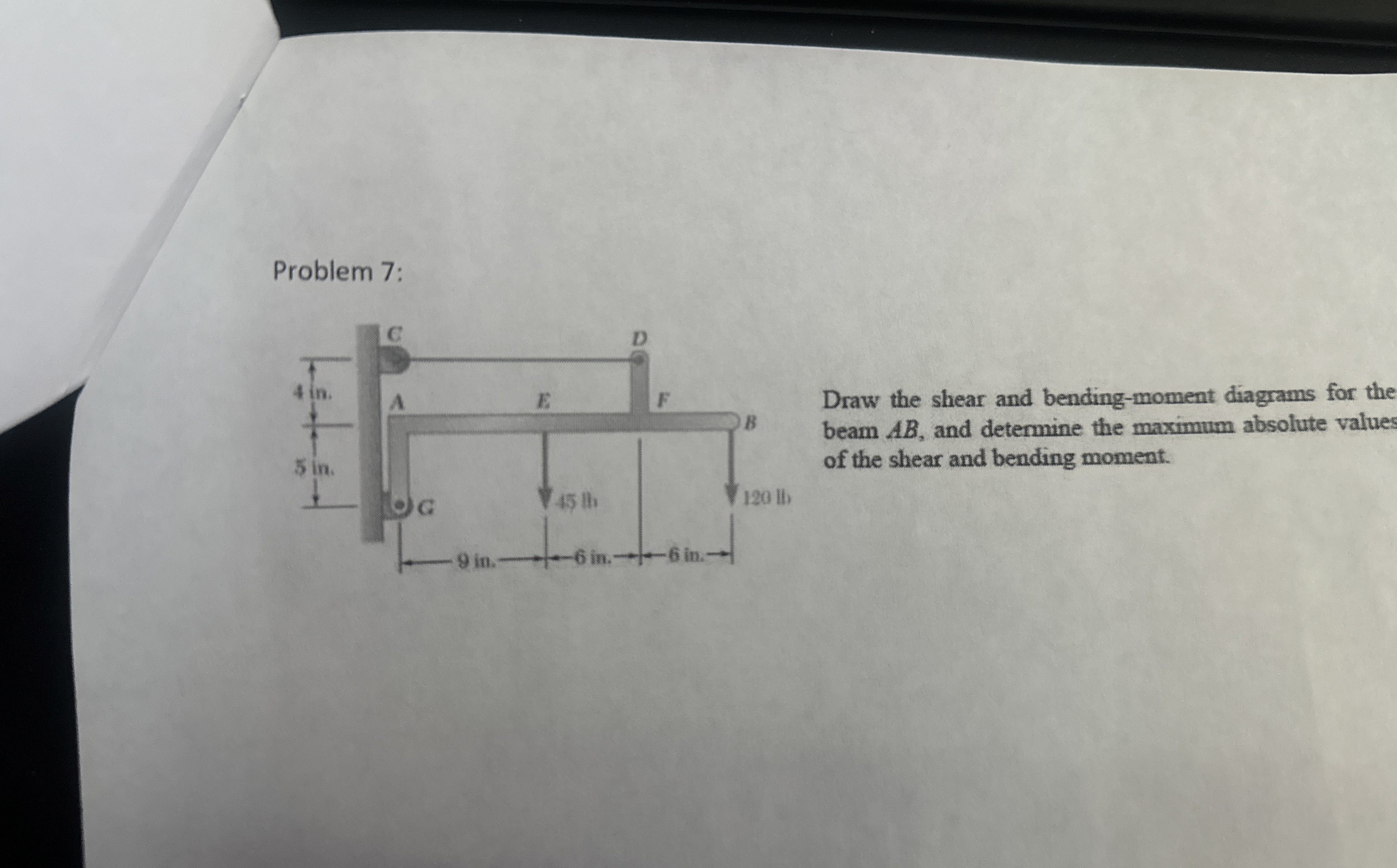 Problem 7 : Draw the shear and bending - moment