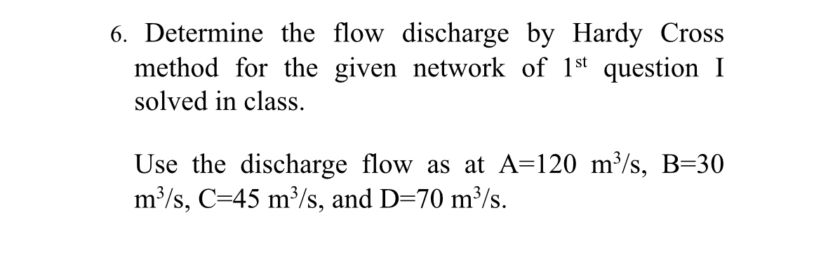 Determine the flow discharge by Hardy Cross
