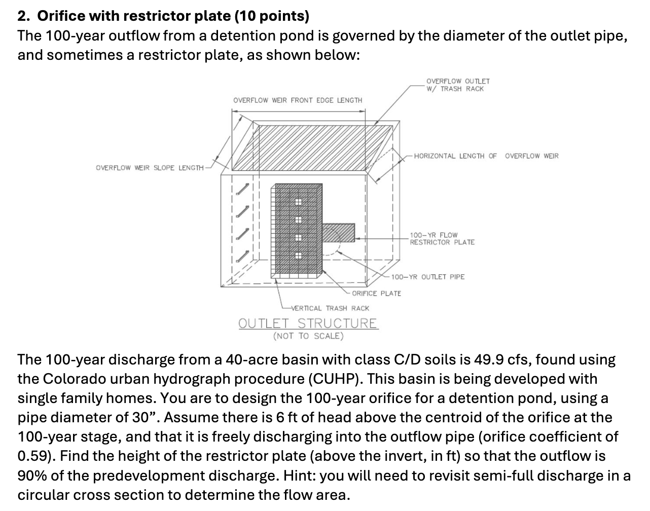 Orifice with restrictor plate ( 1 0 points ) The