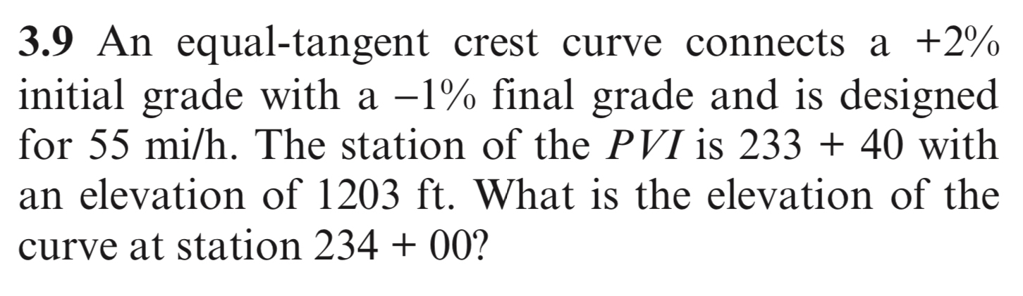 3 . 9 An equal - tangent crest curve connects a +