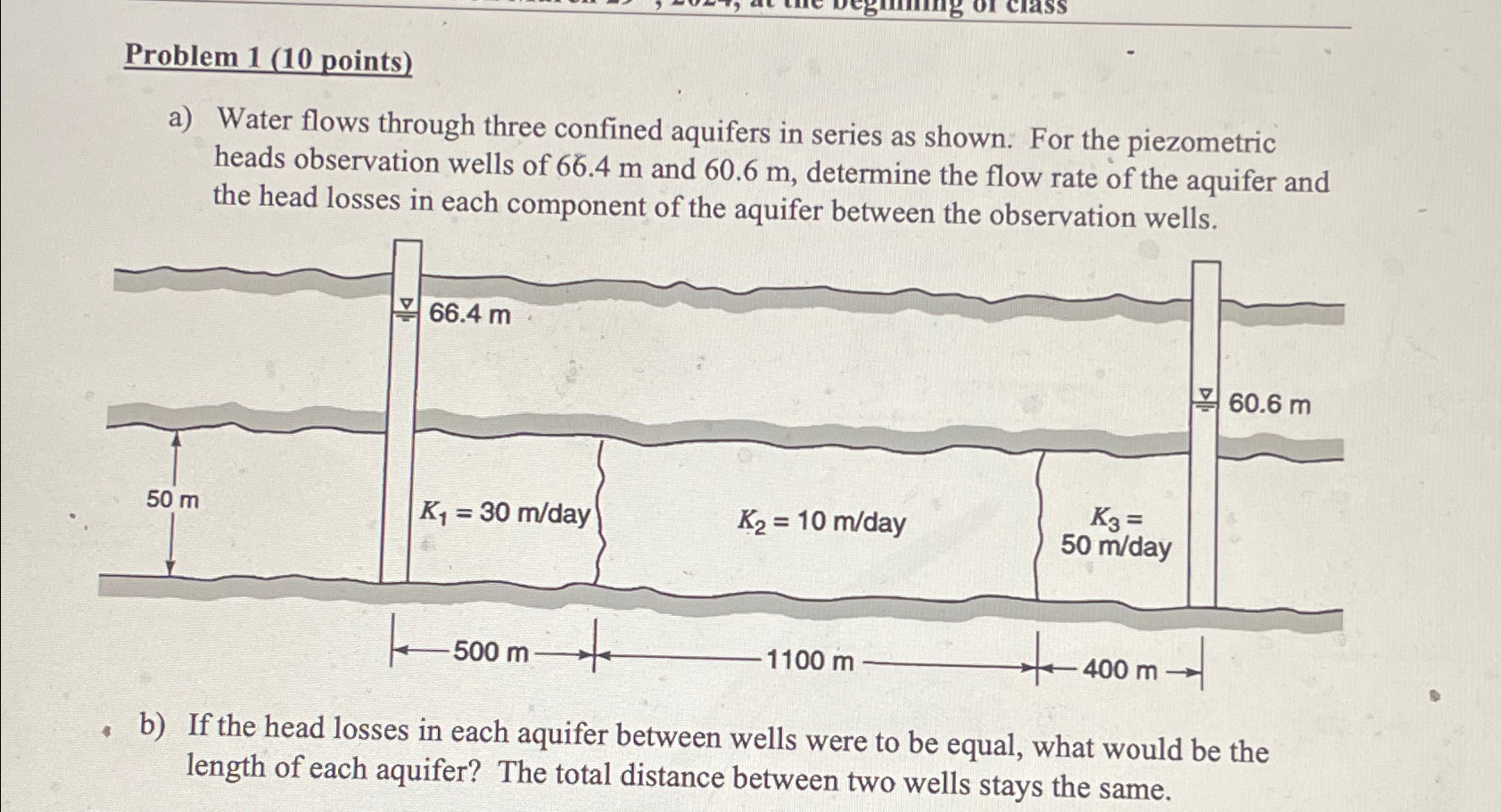 Problem 1 ( 1 0 points ) a ) Water flows through