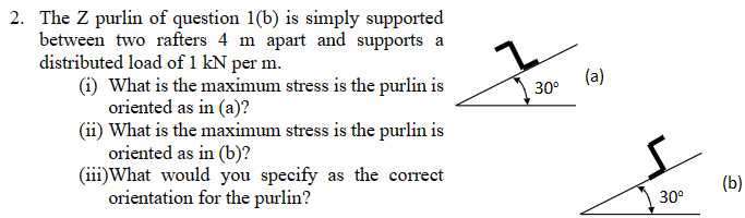 The Z purlin of question 1 ( b ) is simply