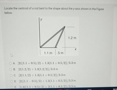Locate the centroid of a rod bent to the shape
