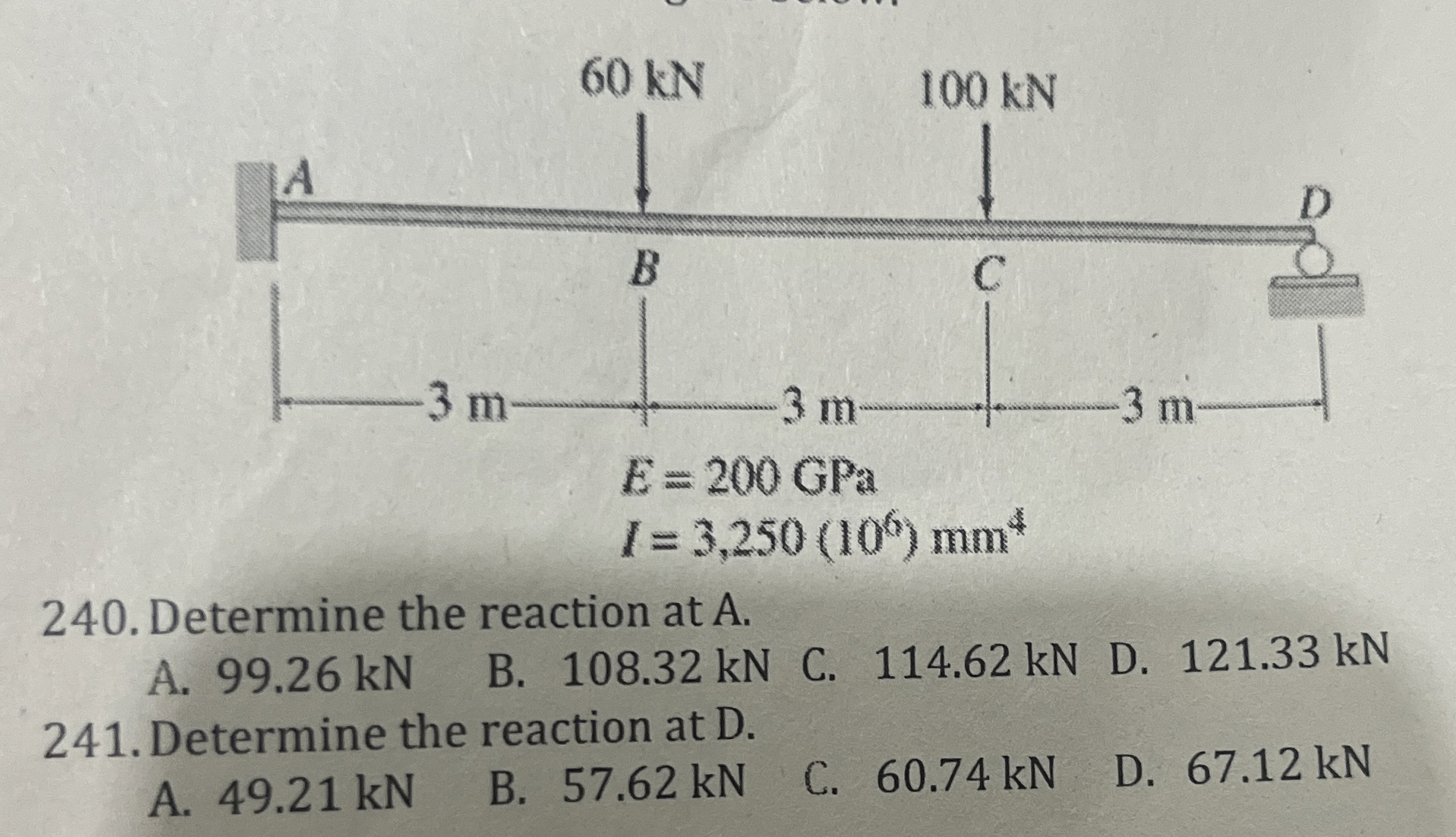 Determine the reaction at A . A . 9 9 . 2 6 kN B