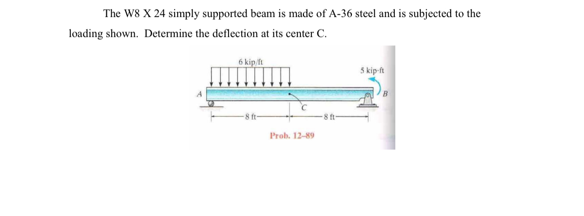 The W 8 X 2 4 simply supported beam is made of A