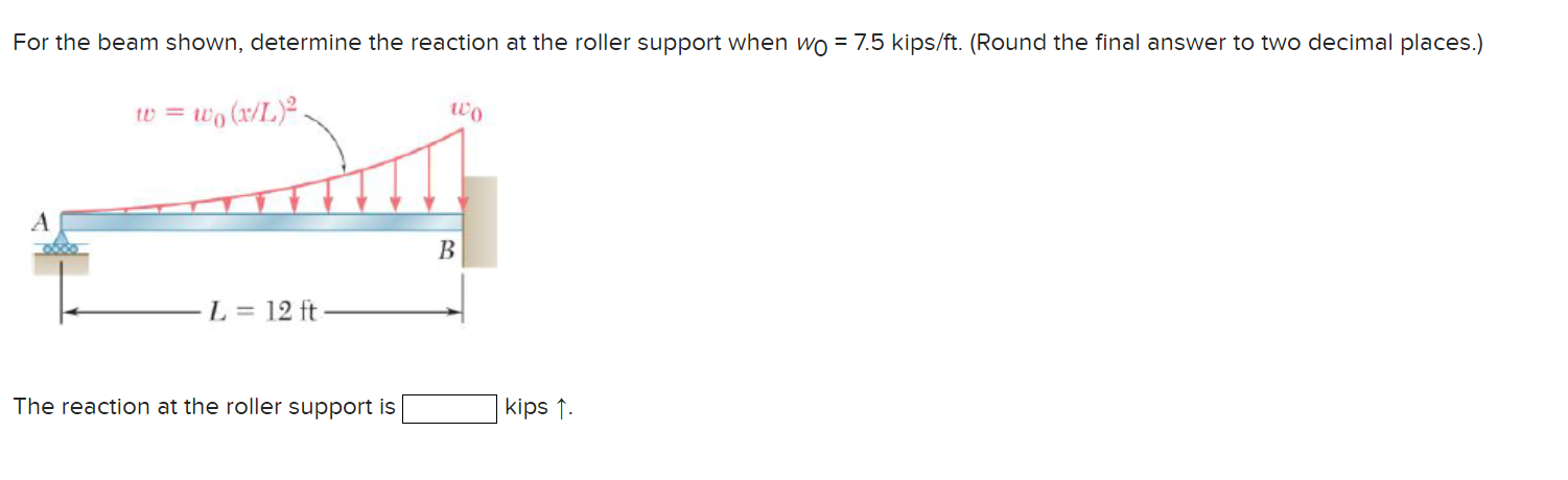 For the beam shown, determine the reaction at the