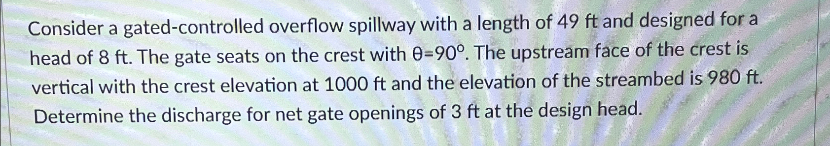 Consider a gated - controlled overflow spillway