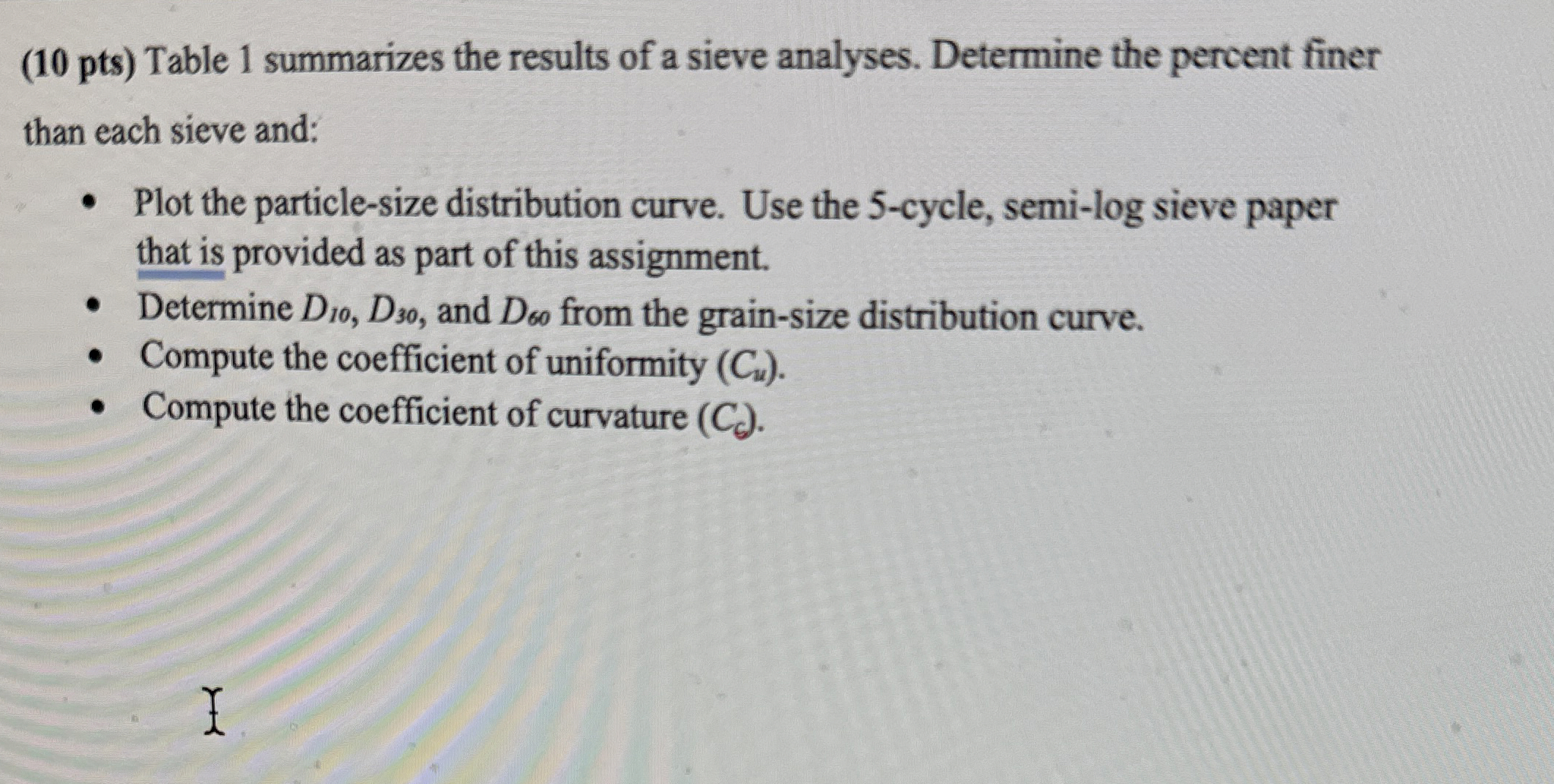 ( 1 0 p t s ) Table 1 summarizes the results of a