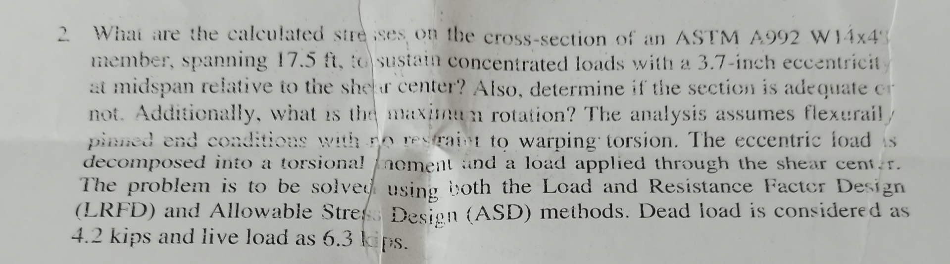 What are the calculated stre ises on the cross -