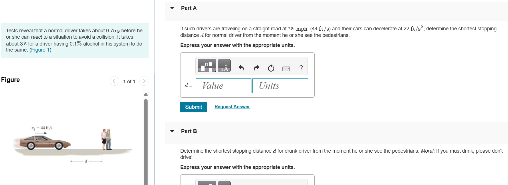 Part A Tests reveal that a normal driver takes