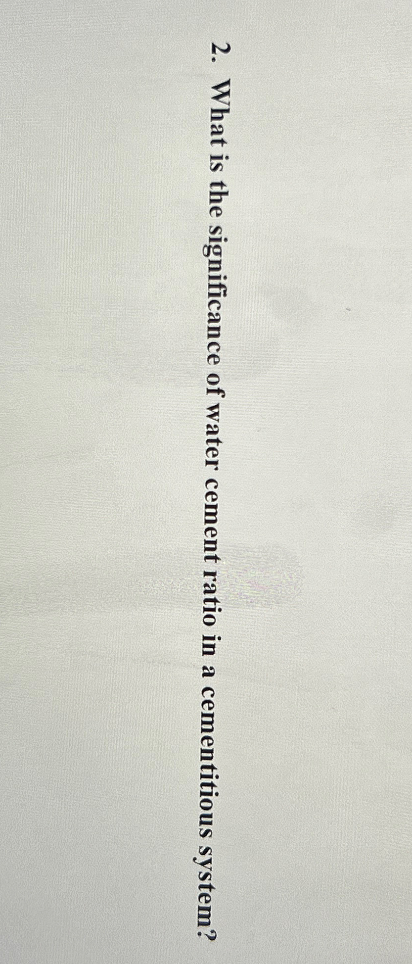 What is the significance of water cement ratio in