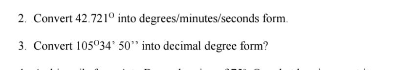 Convert 4 2 . 7 2 1 O into degrees / minutes /