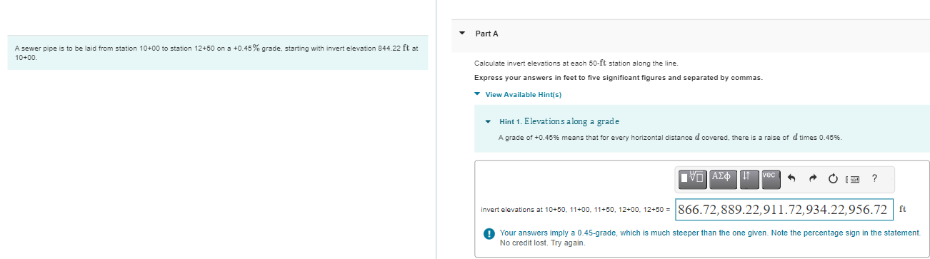 A sewer pipe is to be laid from station 1 0 + 0 0
