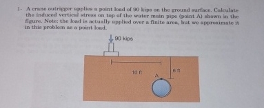 1 - A crane outrigger applies a point lond of 9 0