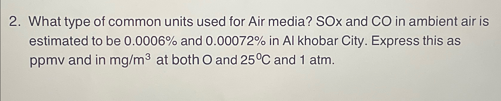 What type of common units used for Air media? SOx