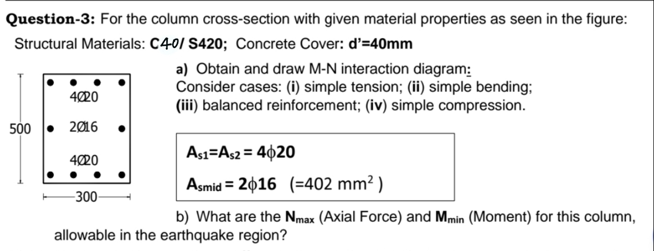 Question - 3 : For the column cross - section