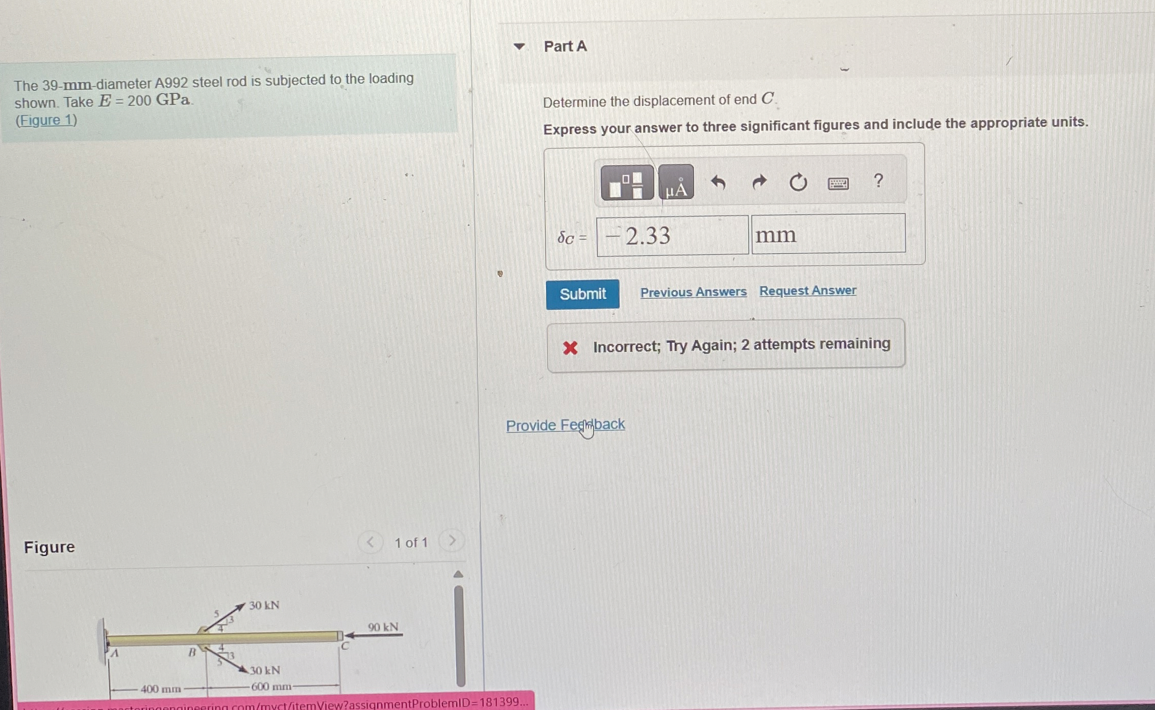 Part A The 3 9 - mm - diameter A 9 9 2 steel rod