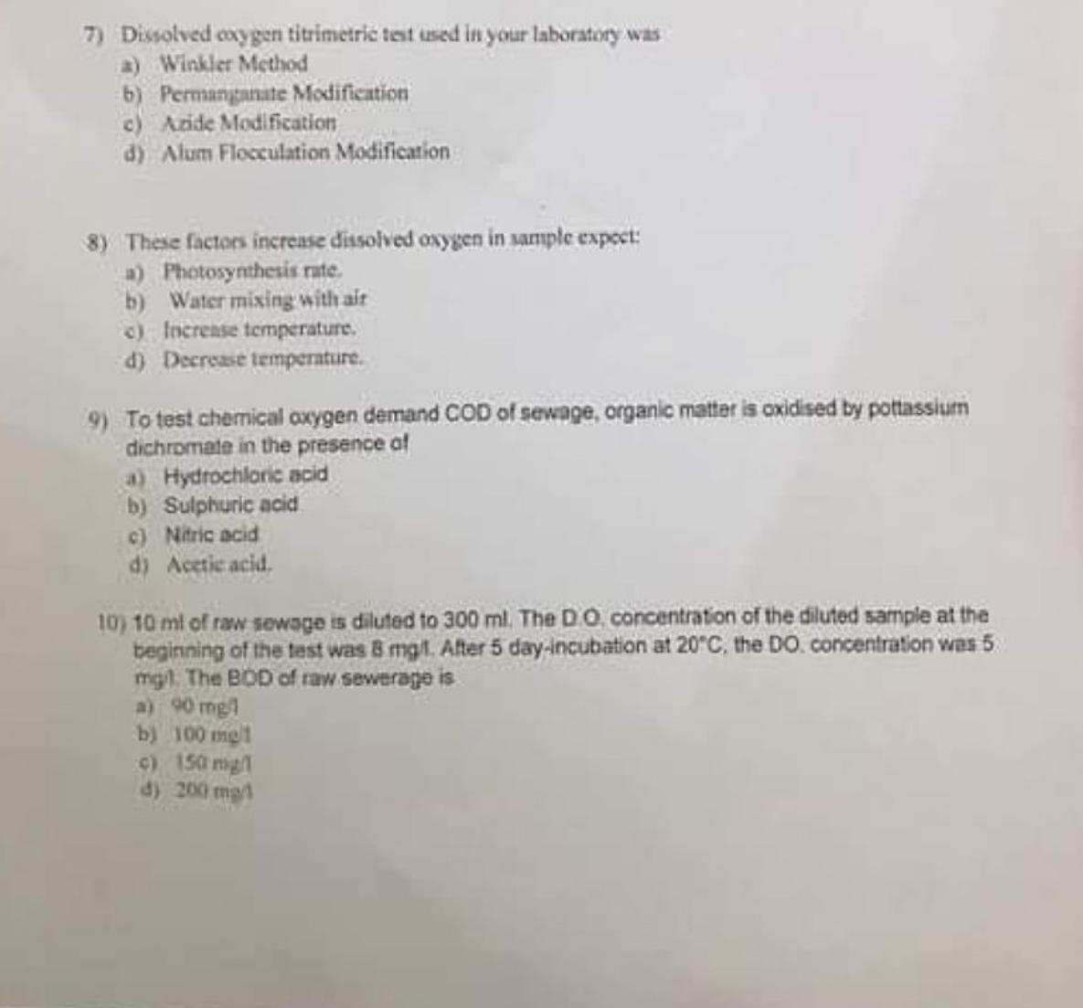 Dissolved oxygen titrimetric teat used in your