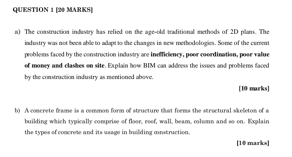 QUESTION 1 [ 2 0 MARKS ] a ) The construction