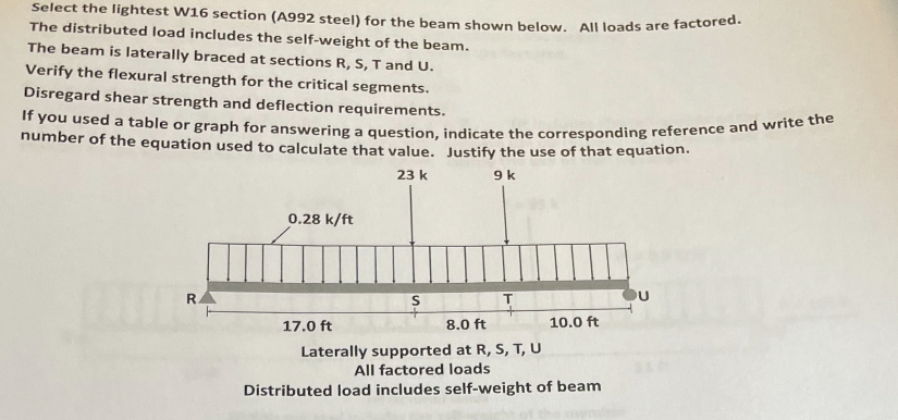 Select the lightest W 1 6 section ( A 9 9 2 steel