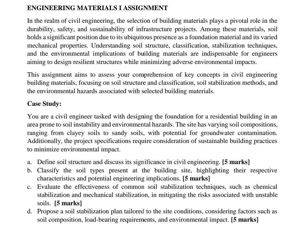 ENGINEERING MATERIALS I ASSIGNMENT In the realm