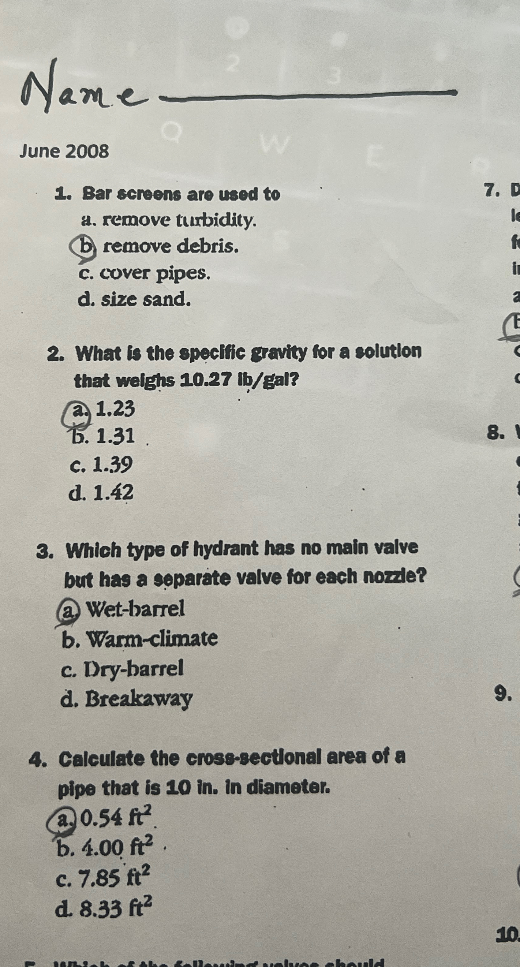 Name June 2 0 0 8 Bar screens are used to a .