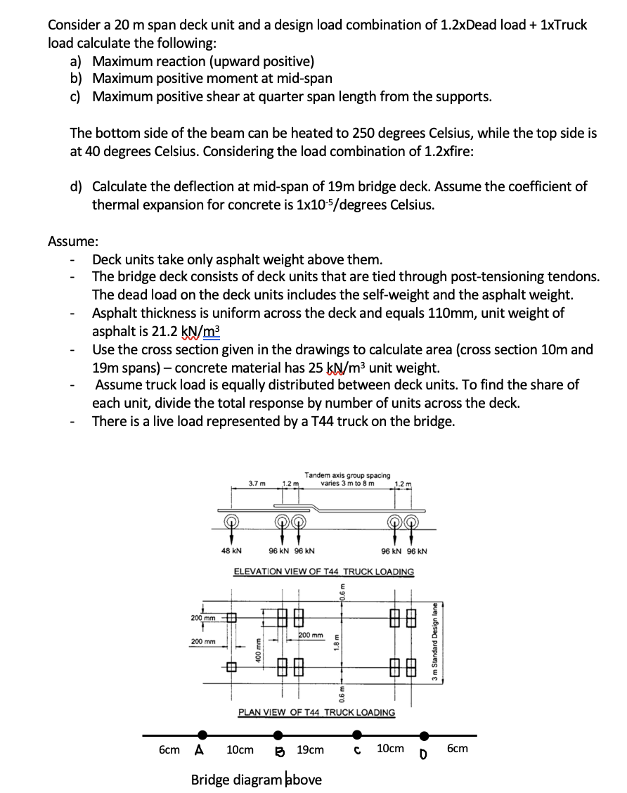 Consider a 2 0 m span deck unit and a design load