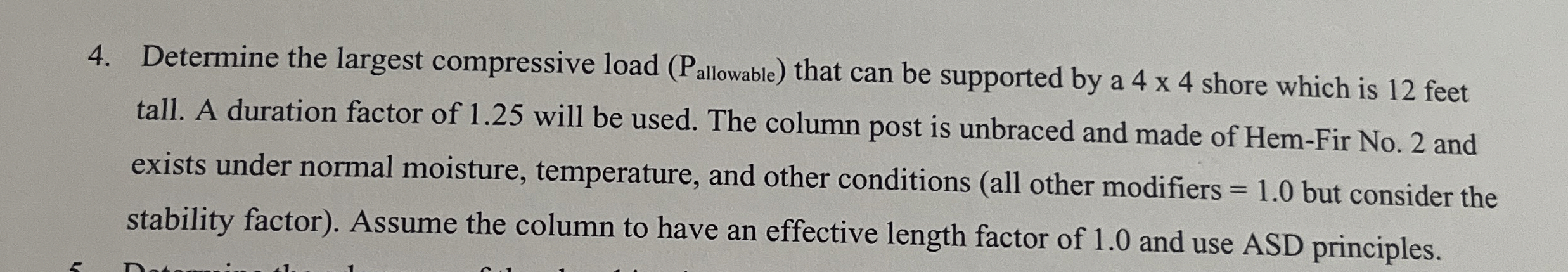 Determine the largest compressive load (