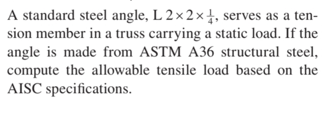 A standard steel angle, L 2 2 1 4 , serves as a