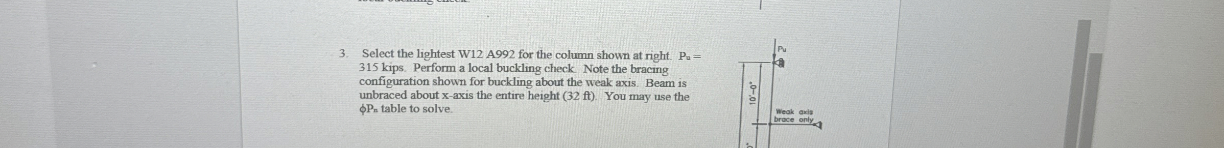 Select the lightest W 1 2 A 9 9 2 for the column