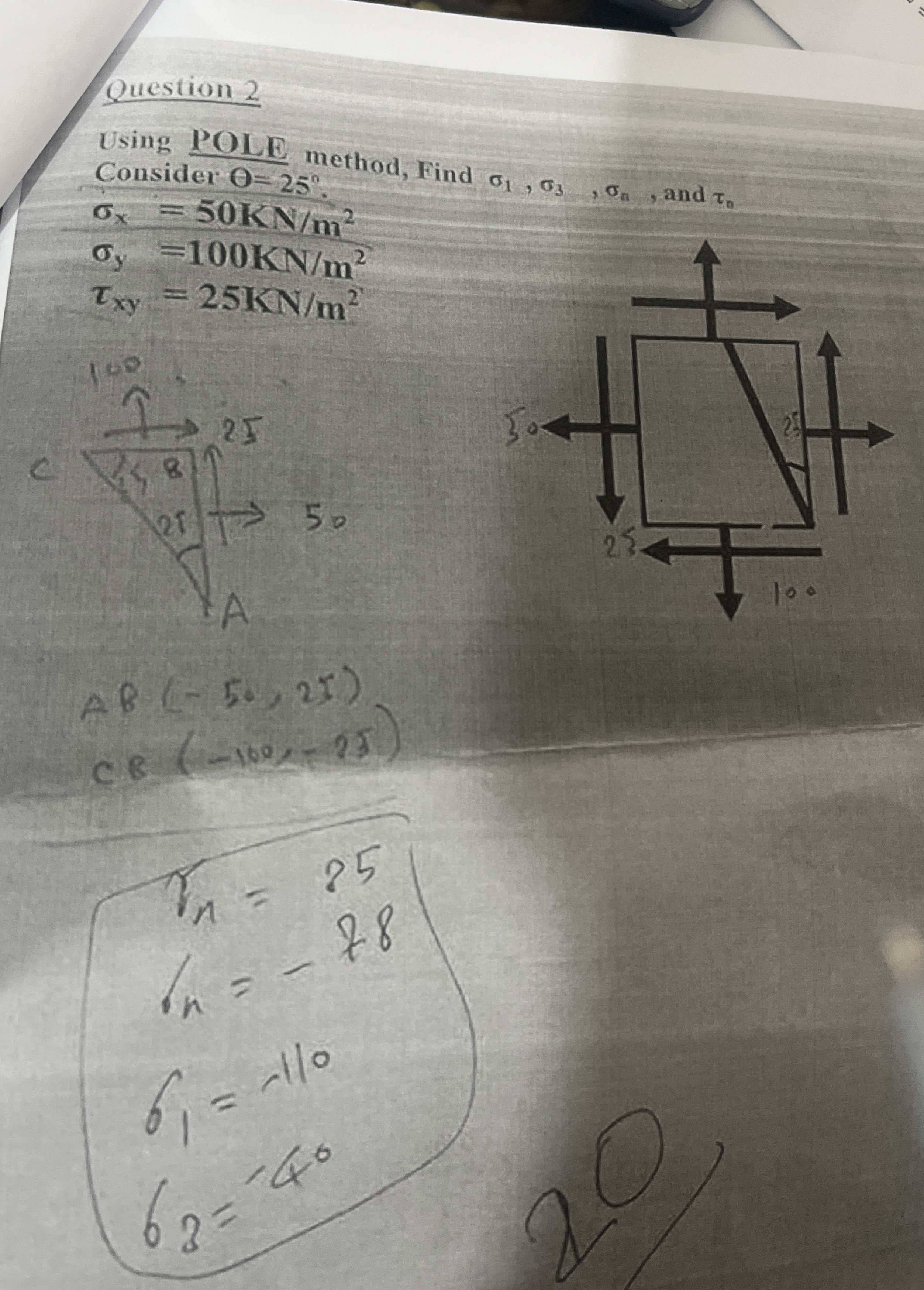 Question 2 Using POLE method, Find 1 , 3 , 0 ,